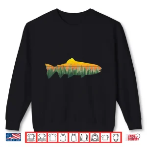 Sweatshirt Retro Trout Fly Fishing Outdoor Nature Forest Fisherman Shirt
