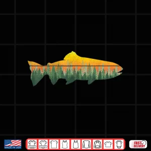 Design Retro Trout Fly Fishing Outdoor Nature Forest Fisherman Shirt