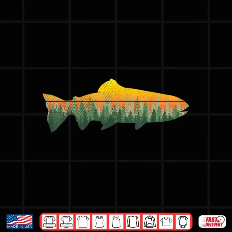 Design Retro Trout Fly Fishing Outdoor Nature Forest Fisherman Shirt