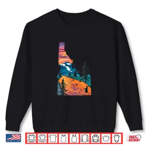 Sweatshirt Vintage Fish Idaho State Map ID Fly Fishing Shirt