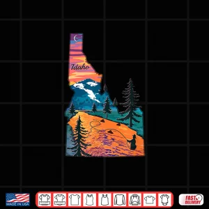 Design Vintage Fish Idaho State Map ID Fly Fishing Shirt