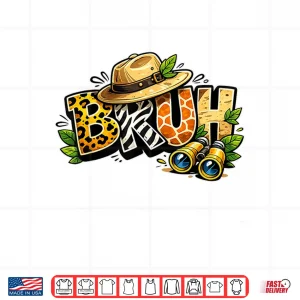 Design Bruh Safari Zookeeper Funny Animal Print Wildlife Boys Kids Shirt