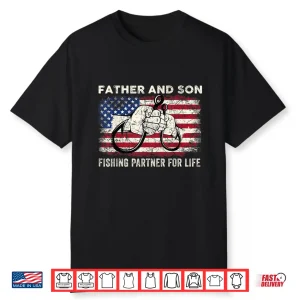 Father And Son Fishing Partner For Life American Flag Shirt