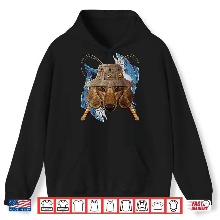 Hoodie Fishing Dachshund Outdoor Fisherman Dog Cute Fly Fishing Shirt