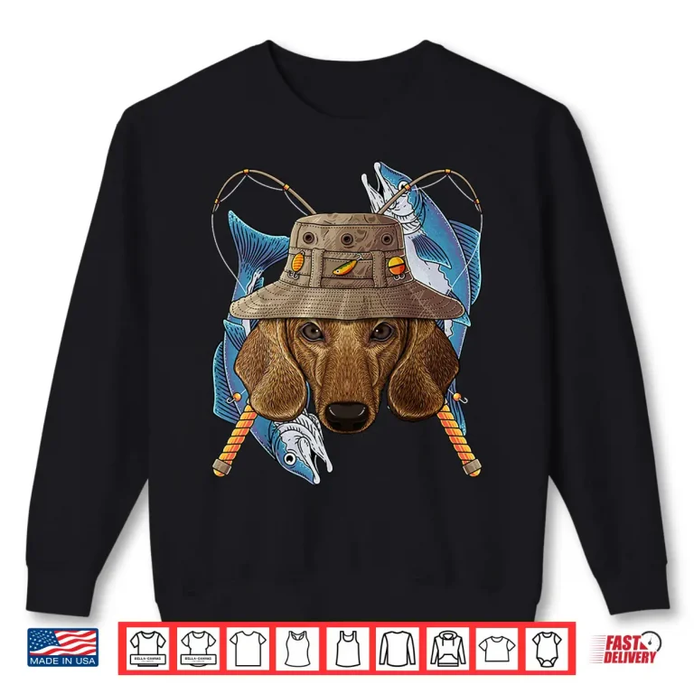 Sweatshirt Fishing Dachshund Outdoor Fisherman Dog Cute Fly Fishing Shirt