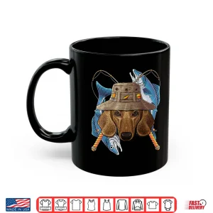Mug Fishing Dachshund Outdoor Fisherman Dog Cute Fly Fishing Shirt