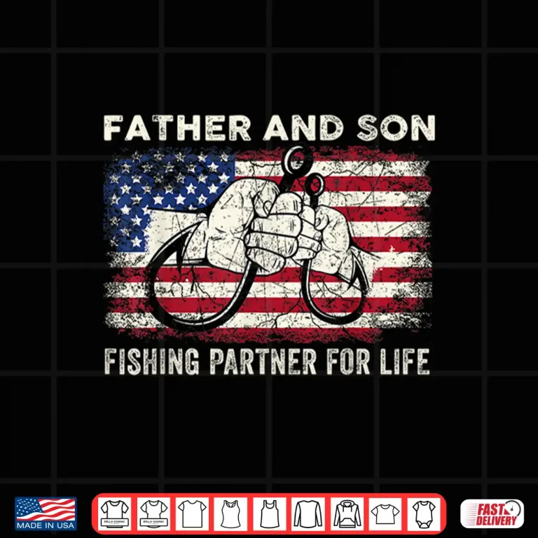 Design Father And Son Fishing Partner For Life American Flag Shirt