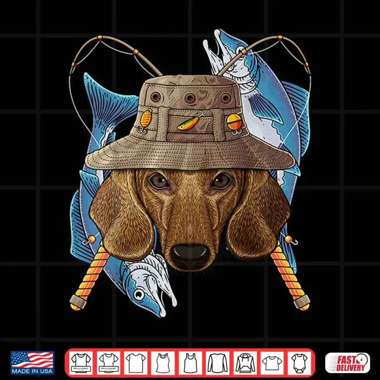 Design Fishing Dachshund Outdoor Fisherman Dog Cute Fly Fishing Shirt