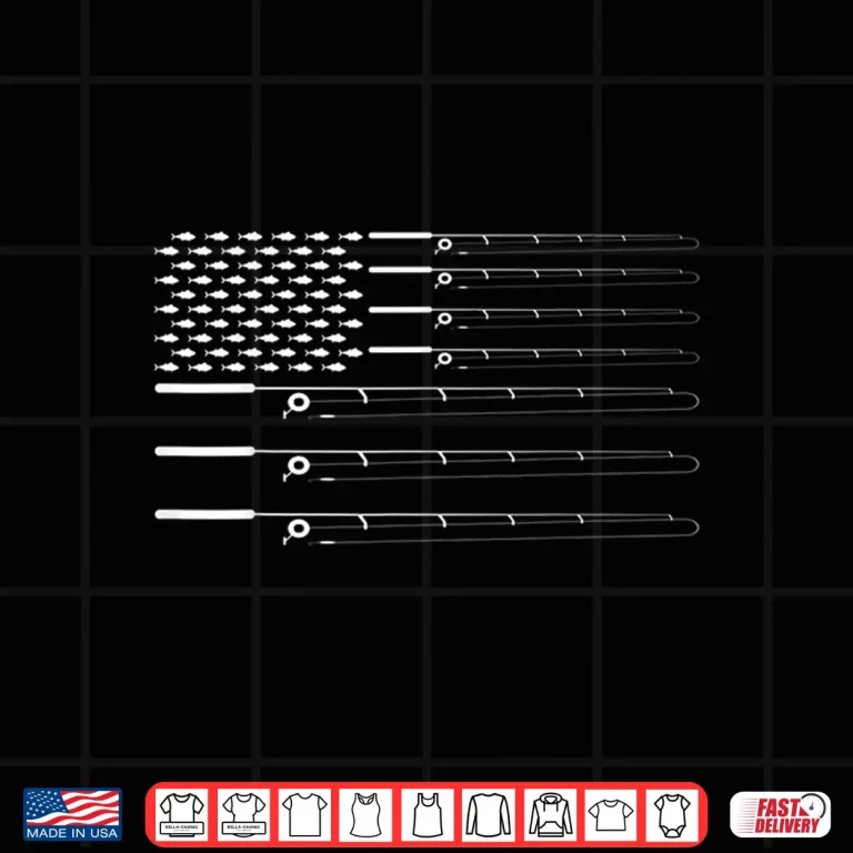 Design Fly Fishing Rod Angler Fisherman Fisher Angling USA Flag Shirt