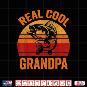 Design Fly Fishing Real Cool Grandpa Grandson Men Fisherman Gift Shirt