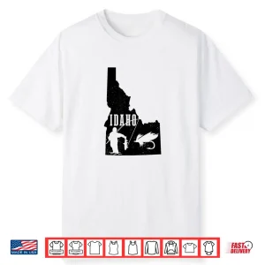 Idaho Fly Fishing Vintage State Map Trout Salmon Fisherman Shirt