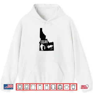 Hoodie Idaho Fly Fishing vintage State Map Trout Salmon Fisherman Shirt