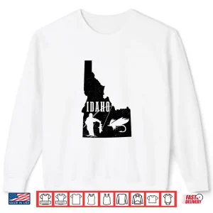 Sweatshirt Idaho Fly Fishing vintage State Map Trout Salmon Fisherman Shirt