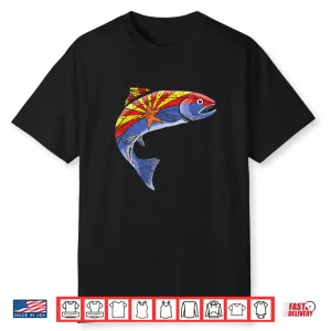 Retro Arizona Flag Trout Vintage Fly Fishing Graphic Design Shirt