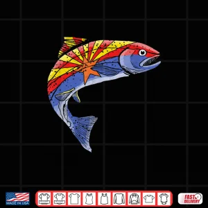 Design Retro Arizona Flag Trout Vintage Fly Fishing Graphic Design Shirt