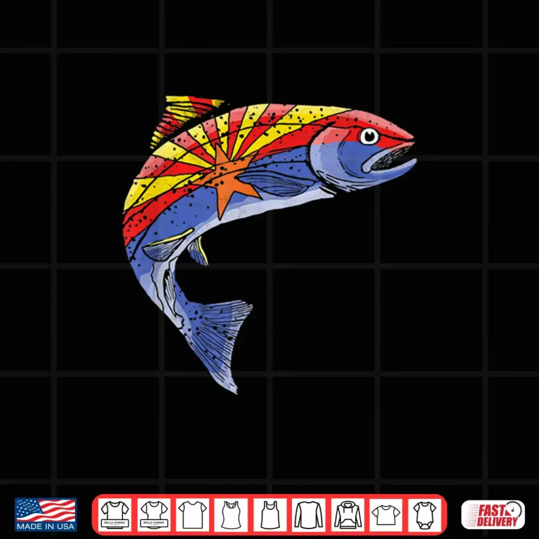 Design Retro Arizona Flag Trout Vintage Fly Fishing Graphic Design Shirt
