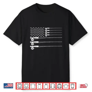 American Flag Fly Fishing Rod Trout Patriot Men T Shirt Gift Shirt