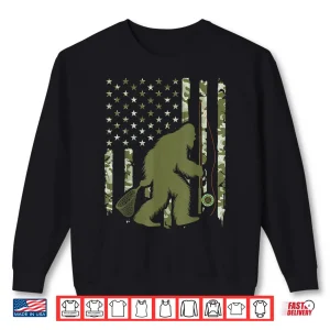 Sweatshirt Bigfoot Sasquatch Fly Fishing American Flag Camo Vintage Shirt