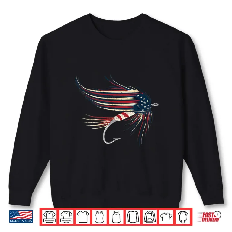 Sweatshirt American Flag Salmon Fly Shirt