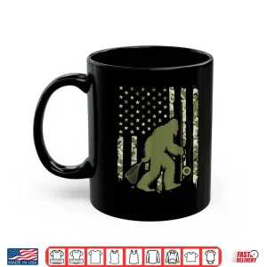 Mug Bigfoot Sasquatch Fly Fishing American Flag Camo Vintage Shirt