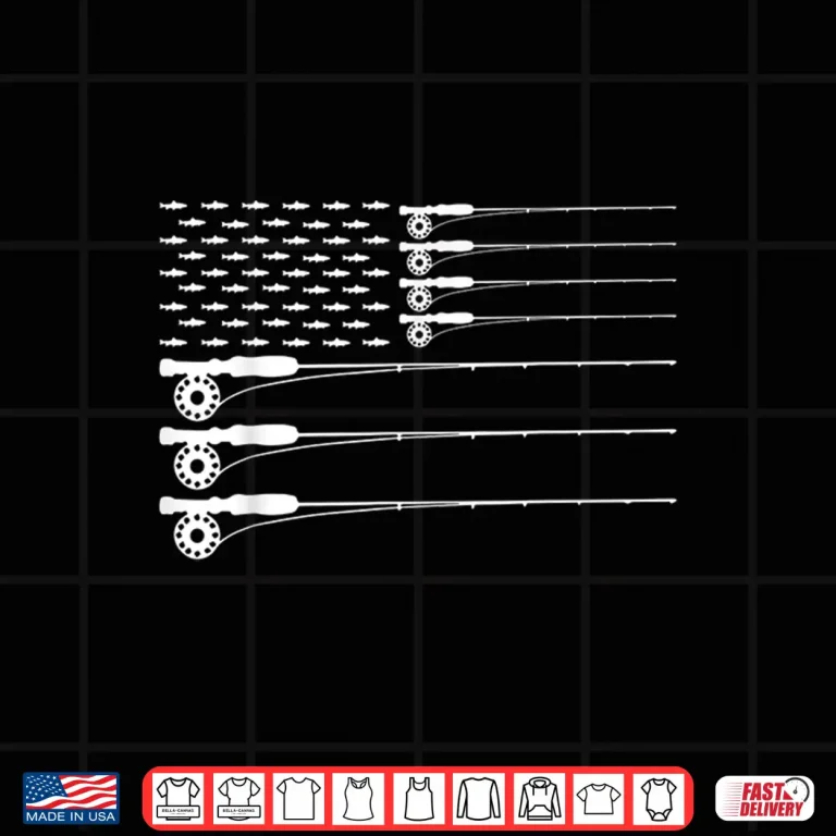 Design American Flag Fly Fishing Rod Trout Patriot Men T shirt Gift Shirt