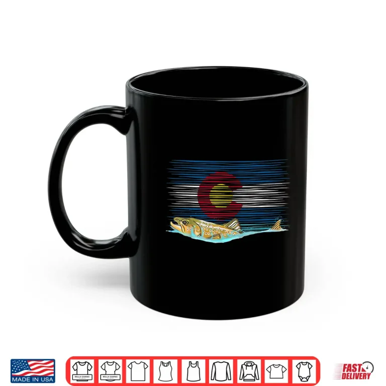 Mug Brown Trout Vintage Colorado Flag T shirt Fly Fishing Gift Shirt