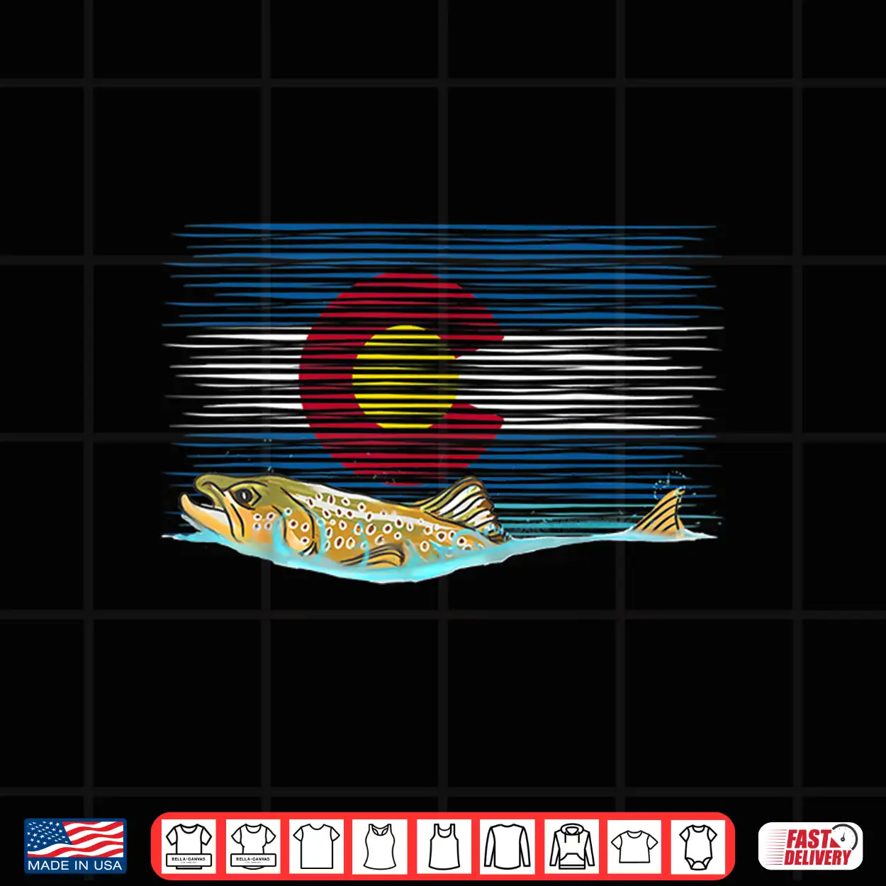 Brown Trout Vintage Colorado Flag T Shirt Fly Fishing Gift Shirt