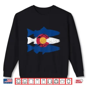 Sweatshirt Colorado Fly Fishing Trout Salmon CO Flag Fisherman Gift Shirt