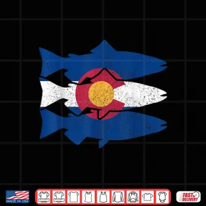 Design Colorado Fly Fishing Trout Salmon CO Flag Fisherman Gift Shirt