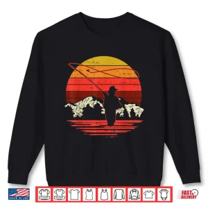 Sweatshirt Fly Fishing Sunset Retro Trout Angling Fisherman Angler Gift Shirt