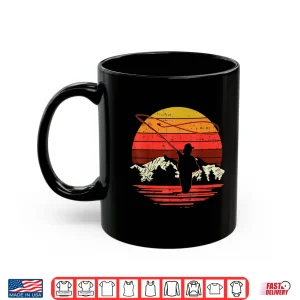 Mug Fly Fishing Sunset Retro Trout Angling Fisherman Angler Gift Shirt