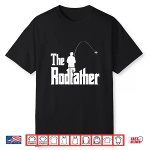 Mens The Rodfather Funny Fisherman T Shirt Sea Fly Fishing Tee