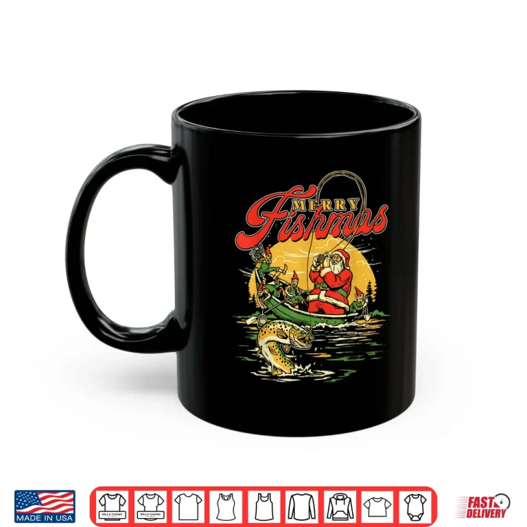 Mug Merry Fishmas Santa Fishing Funny Christmas Holiday Tee Shirt