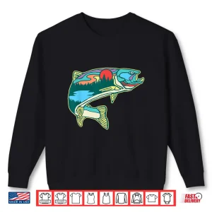 Sweatshirt Nature Trout Illustration Vintage Fly Fishing Retro Graphic Shirt