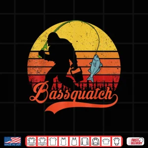 Design Mens Fly Fishing Shirt Bassquatch Bigfoot Bass Fish Dad Sasquatch Shirt