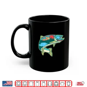 Mug Nature Trout Illustration Vintage Fly Fishing Retro Graphic Shirt