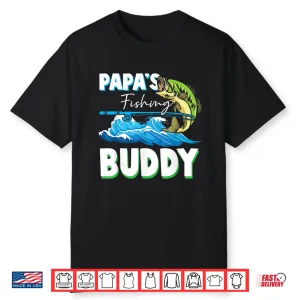 Papas Fishing Buddy Dad And Children Angler Hobby Shirt
