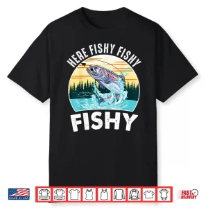 Trout Fly Fishing Shirt Here Fishy Kids Women Lady Fisherman Shirt