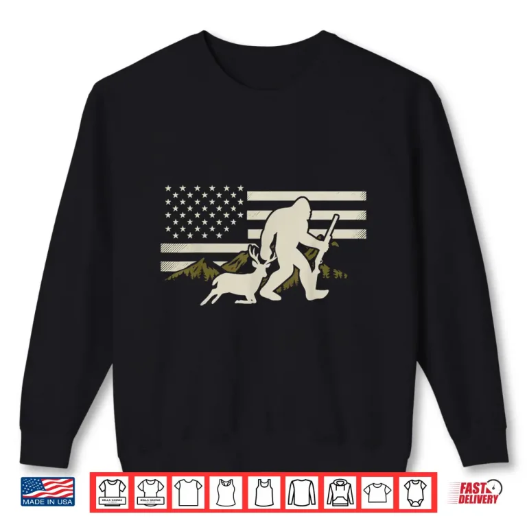 Sweatshirt Bigfoot Deer Hunting USA Flag Deer Hunting Buck Season Shirt