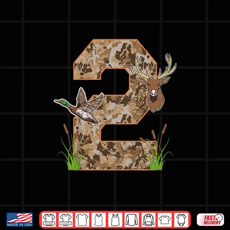 Design 2nd Hunting Birthday 2 Year Old Hunter Birthday Party Shirt