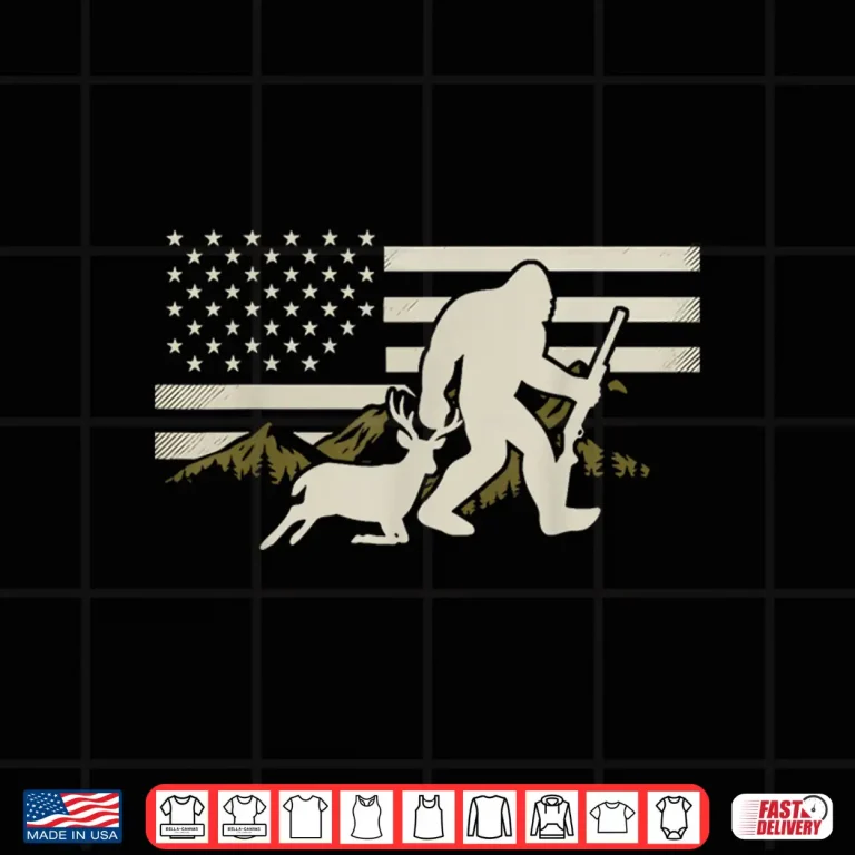 Design Bigfoot Deer Hunting USA Flag Deer Hunting Buck Season Shirt