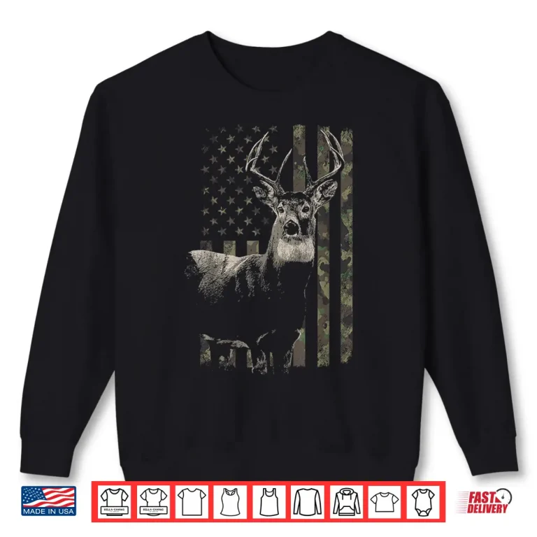 Sweatshirt Camouflage American Flag Deer Hunting Camo Shirt
