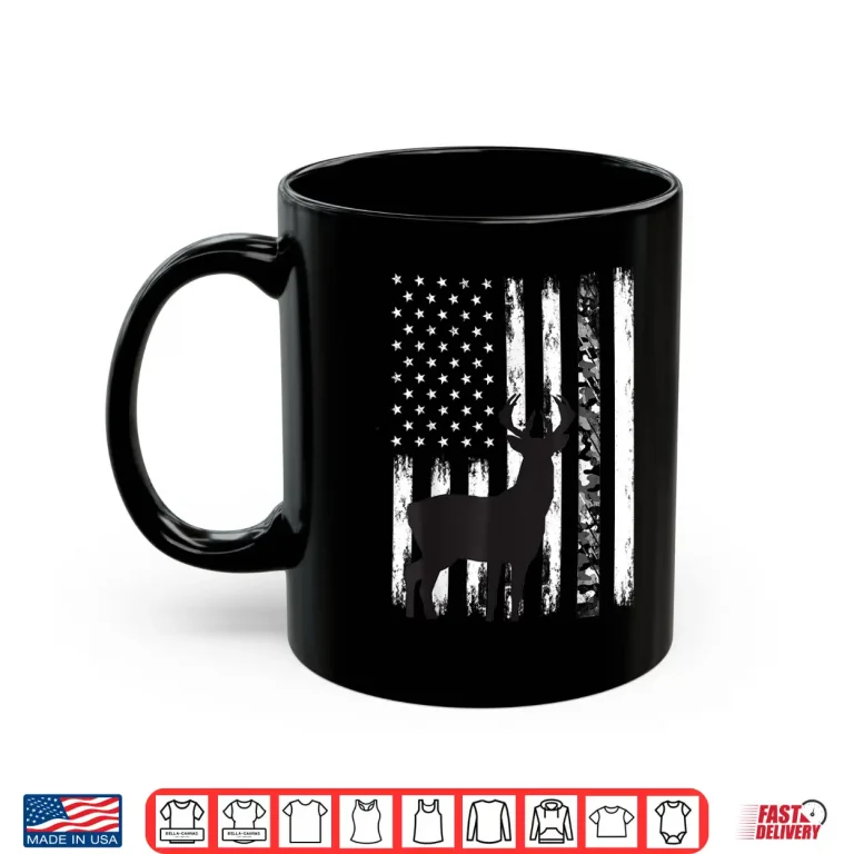 Mug Camouflage Deer Hunting Gifts Men Dad Hunter Camo USA Flag Shirt