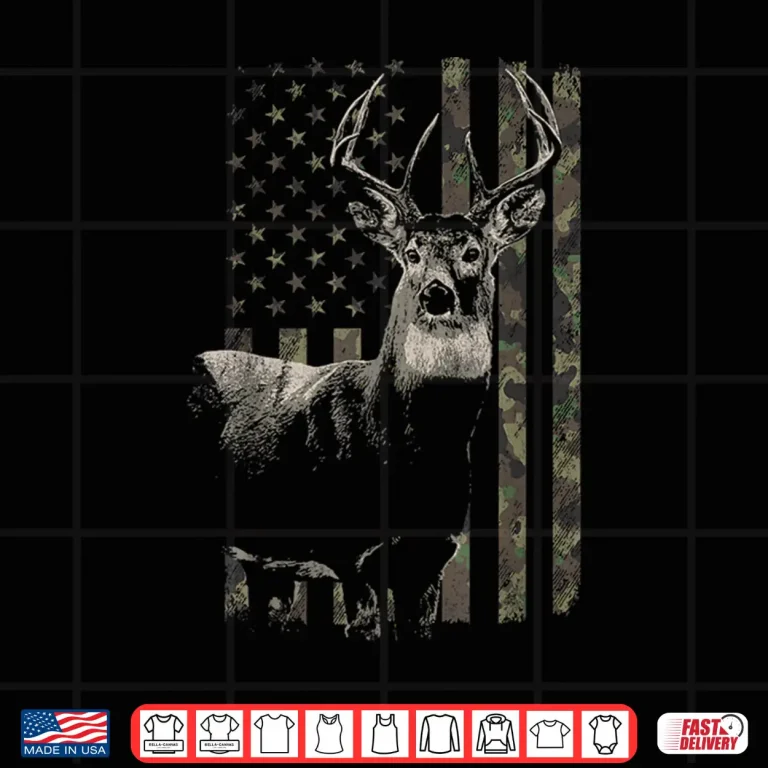 Design Camouflage American Flag Deer Hunting Camo Shirt
