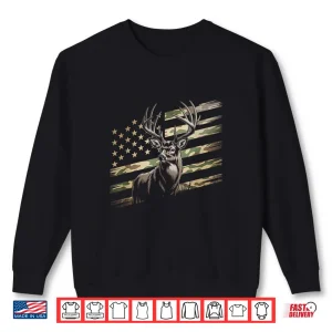 Sweatshirt Deer Hunting Camo American Flag Buck USA Shirt