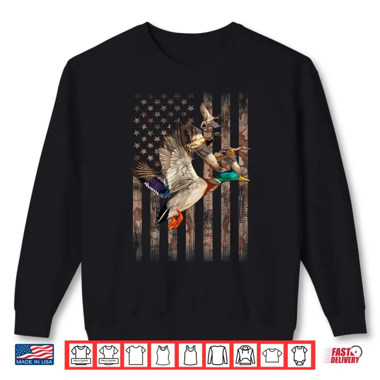 Sweatshirt Duck Hunter American Flag Waterfowl Hunting Camouflage Men Shirt
