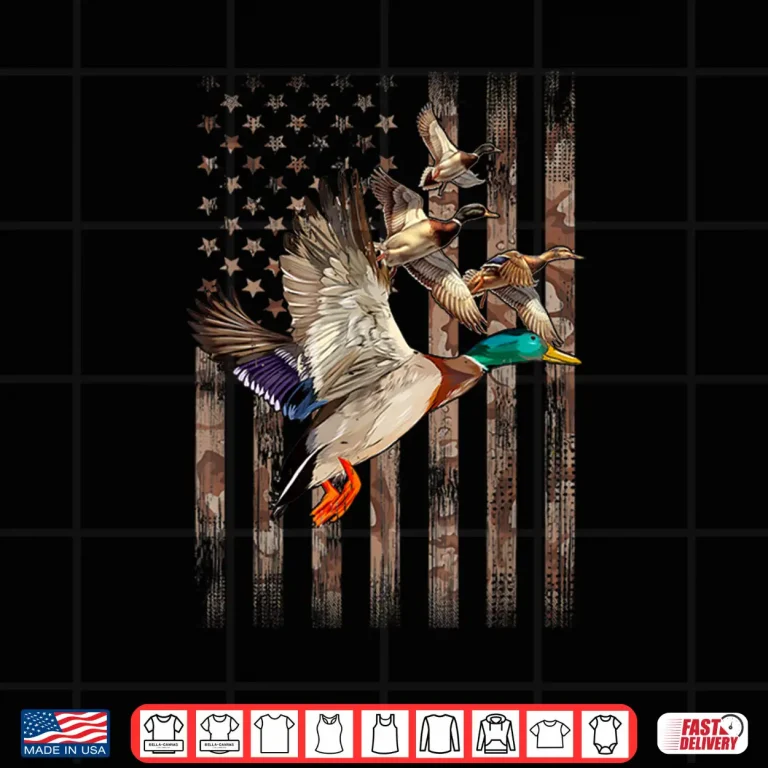 Design Duck Hunter American Flag Waterfowl Hunting Camouflage Men Shirt