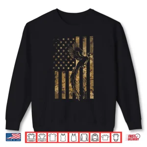 Sweatshirt Pheasant Bird Hunter American Flag Camouflage Pheasant Hunt Shirt