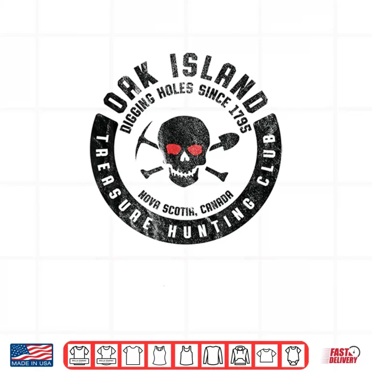 Design Oak Island Treasure Hunting Club Vintage Skull and Crossbone Shirt