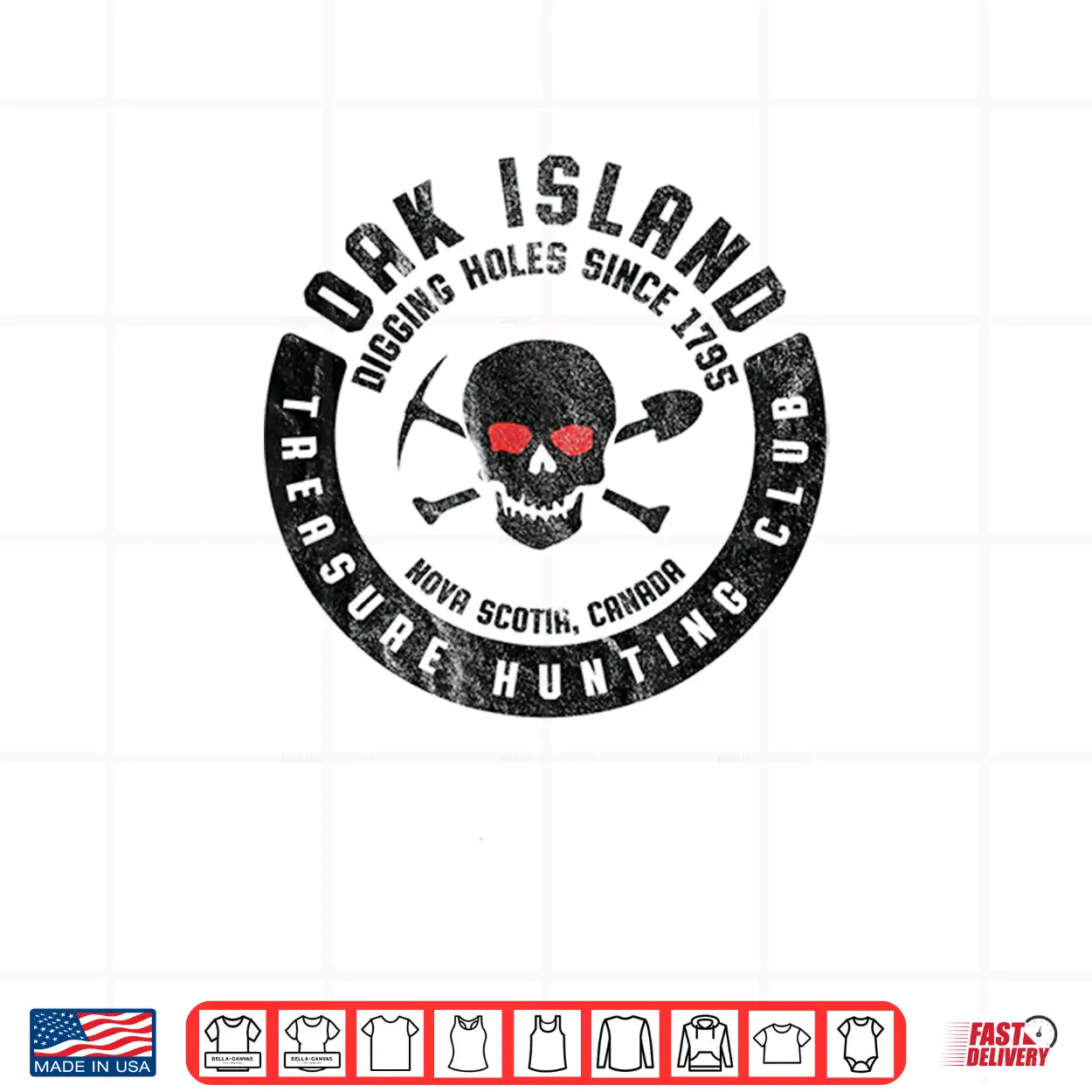 Oak Island Treasure Hunting Club Vintage Skull And Crossbone Shirt Oak Island Treasure Hunting Club Vintage Skull And Crossbone Shirt